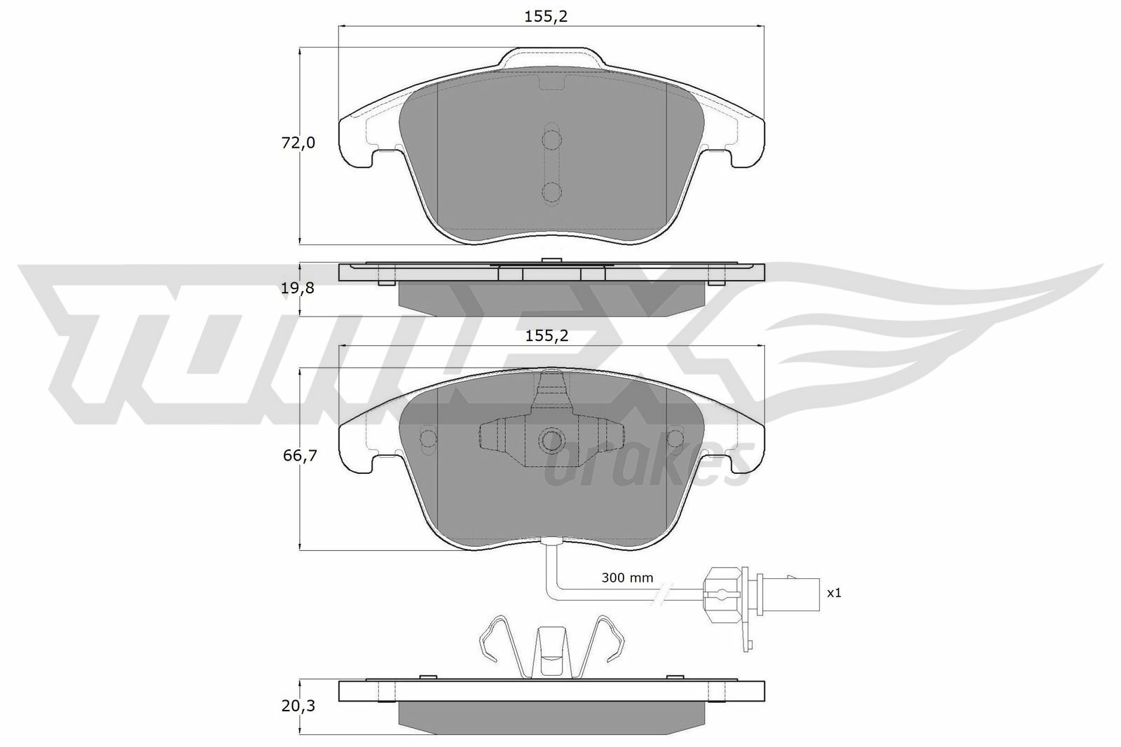 Sada brzdových destiček, kotoučová brzda TOMEX Brakes